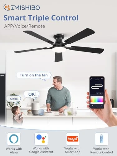 Smart Ceiling Fan with RGB Lights — Ceiling Fans, ZMISHIBO