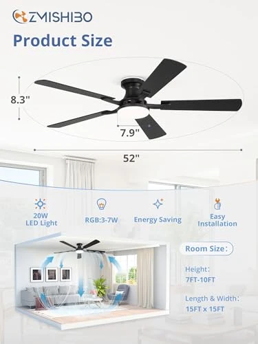 Smart Ceiling Fan with RGB Lights — Ceiling Fans, ZMISHIBO