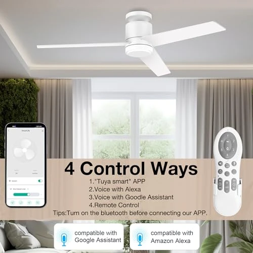 Smart Flush Mount Ceiling Fan with Lights — Ceiling Fans, Lorpies