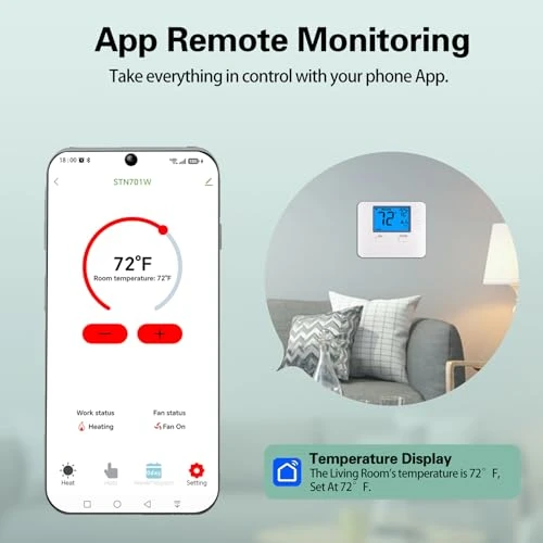 WiFi Thermostat for Home Single-Stage Heating and Cooling — Smart Thermostat, Riseem