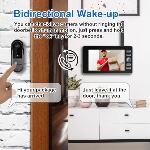 Wireless Video Doorbell with Monitor — Security Cameras, TKMARS