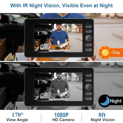 Wireless Video Doorbell with Monitor — Security Cameras, TKMARS