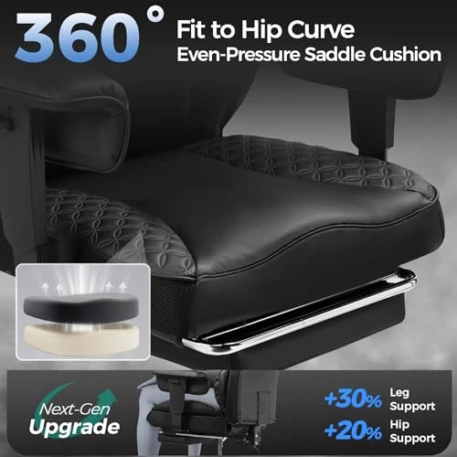 Big and Tall Gaming Chair with Foot Rest, Ergonomic Pocket Spring Lumbar Support, High Back 3D Saddle Shaped Cushion — Gaming Chairs, GTRACING