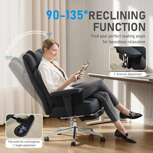 Big and Tall Office Chair with Footrest — Desk Chairs, OwgeinSet