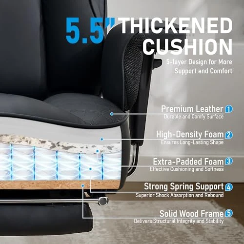 Big and Tall Office Chair with Footrest — Desk Chairs, OwgeinSet