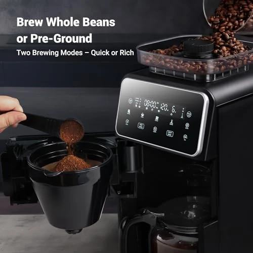 Drip Coffee Maker with Built-in Grinder — Electric Blade Coffee Grinders, Gevi