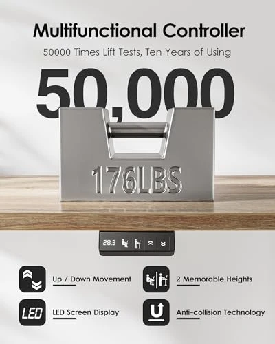 Electric Height Adjustable Standing Desk with Splice Board and Memory Controller — Office, TIQLAB