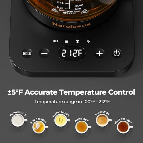 Electric Kettle with Temperature Control and Removable Infuser — Kettles & Tea Machines, Narcissus