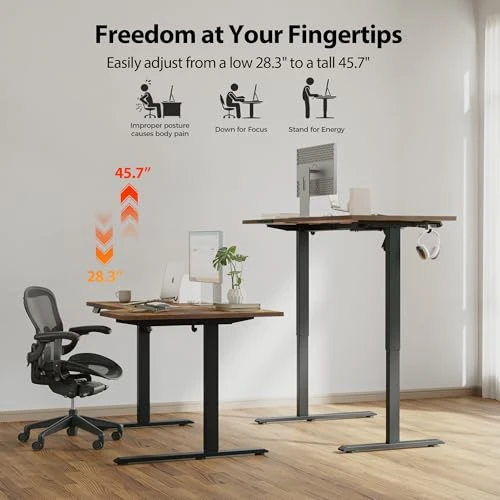 Electric Standing Desk, L-Shaped 55 Inches Height Adjustable Desk, Sit and Stand up for Work Office Home, Ergonomic... — Mounts, Agilestic
