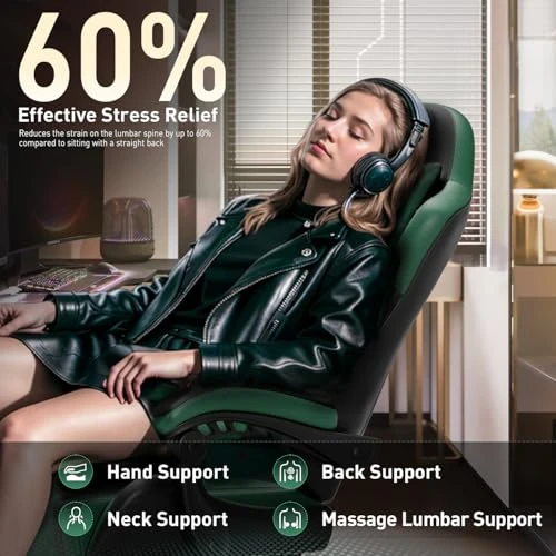 Ergonomic Gaming Chair with Massage Lumbar Support — Gaming Chairs, HLDIRECT