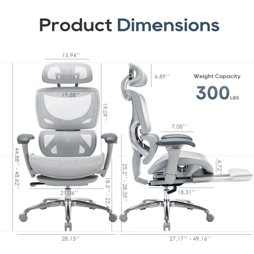 Ergonomic Mesh Office Chair with Footrest — Desk Chairs, COLAMY