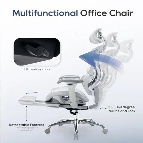 Ergonomic Mesh Office Chair with Footrest — Desk Chairs, COLAMY