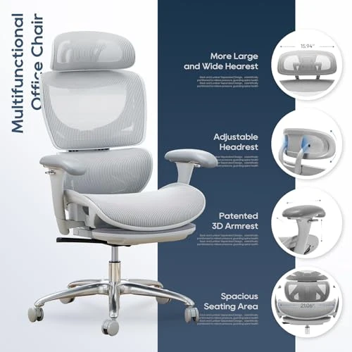 Ergonomic Mesh Office Chair with Footrest — Desk Chairs, COLAMY