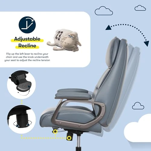 Ergonomic Vegan Leather High-Back Executive Office Chair — Desk Chairs, Serta