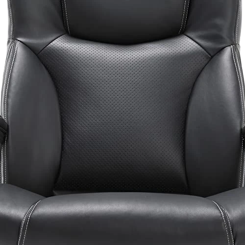 Executive Office Chair with Layered Body Pillows, Contoured Lumbar, Adjustable Seat Height, Bonded Leather — Desk Chairs, Serta