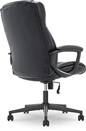 Executive Office Chair with Layered Body Pillows, Contoured Lumbar, Adjustable Seat Height, Bonded Leather — Desk Chairs, Serta