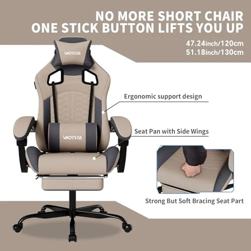 Gaming Chair with Massage and Footrest — Gaming Chairs, WOTSTA
