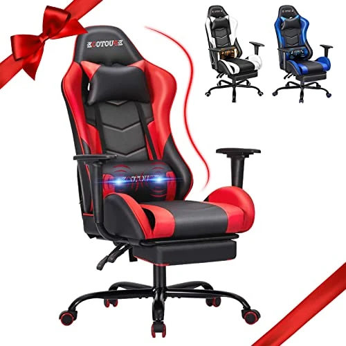 Massage Gaming Chair with Footrest — Gaming Chairs, ECOTOUGE