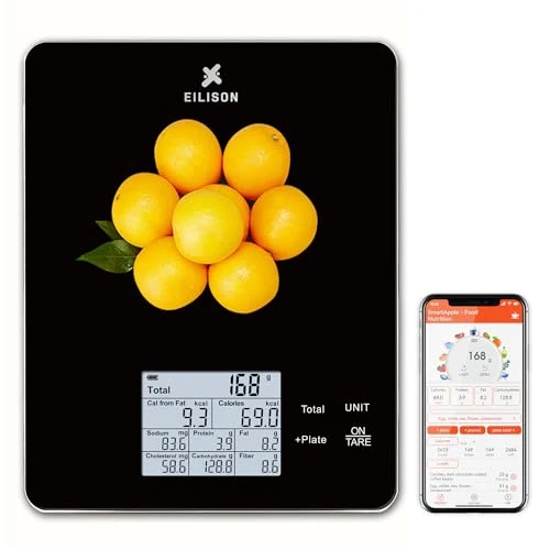 Smart Kitchen Scale with Bluetooth App, High-Precision Digital Food Scale for Baking, Cooking & Diet, 10000 Food... — Weight Management Tools, EILISON