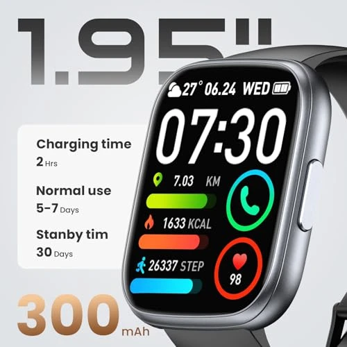 Smart Watch with Touch Screen, Fitness Tracker, Heart Rate Monitor, and Bluetooth Calling — Smartwatches, Poounur