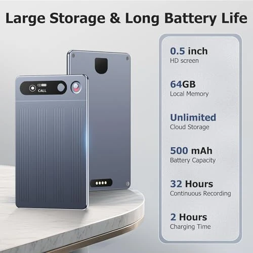 AI Voice Recorder with No Subscription, Transcription, Summarization, Translation, Noise Cancellation, App Control, 64GB... — Voice Recognition & Productivity Software, HUREWA