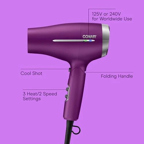 Folding Handle Hair Dryer with Concentrator & Diffuser — Dryers & Accessories, Conair