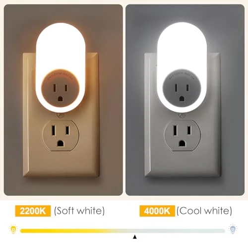 Night Lights Plug Into Wall with Dusk to Dawn Sensor and Power Outlet — Night Lights, Dawnrise