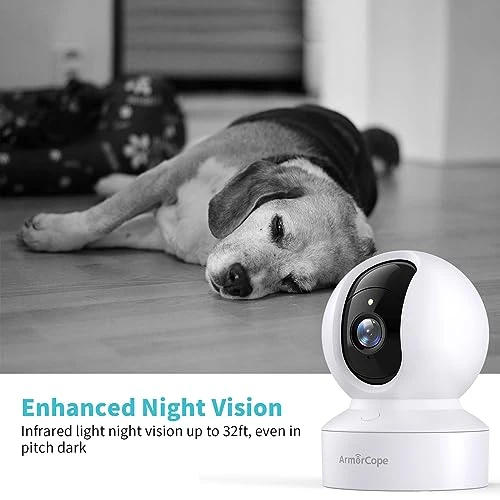 Pet Camera with 2K HD, 360° Pan/Tilt View, Night Vision, Motion Tracking, and Two-Way Audio — Cameras & Monitors, Armorcope