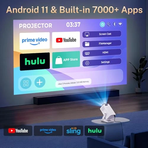 Portable Projector with WiFi 6 and Bluetooth 5.4 — Home Theater Projectors, LYNCAST