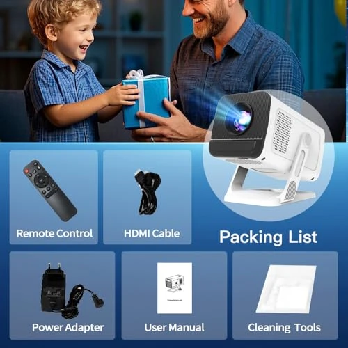 Portable Projector with WiFi 6 and Bluetooth 5.4 — Home Theater Projectors, LYNCAST