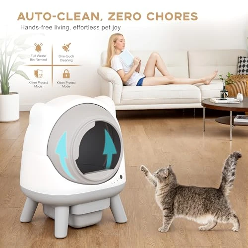 Self-Cleaning Litter Box with App Control and Safety Sensor — Self-Cleaning, Greesum