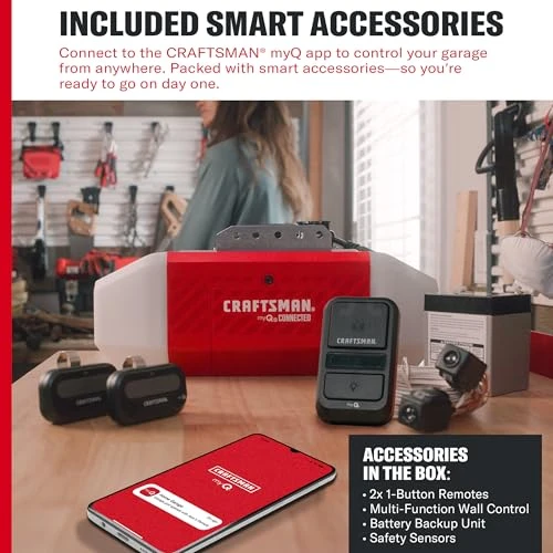 Ultra-Quiet Smart Belt Drive Garage Door Opener with Wi-Fi and Battery Backup, Craftsman