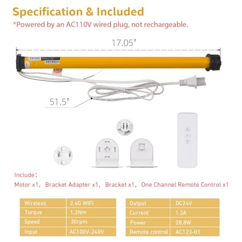 WiFi Blinds Motor for 1.75" Tube — Roller, Sortfle