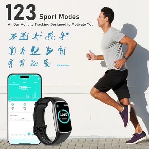 Fitness Tracker with Heart Rate, Blood Oxygen, Sleep Monitor, 123 Sports Modes, Waterproof — Smartwatches, Zeacool