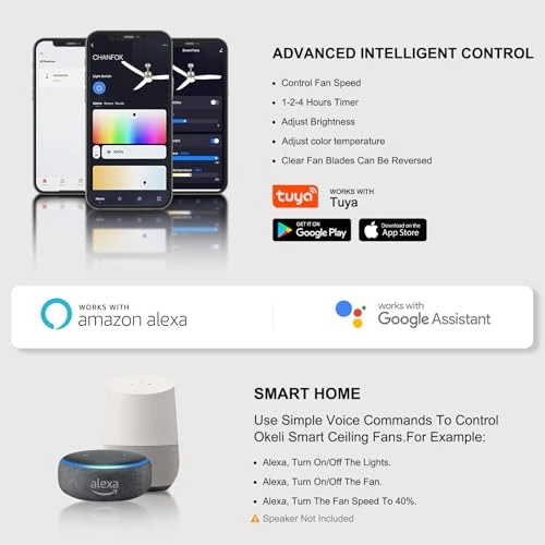 Smart Ceiling Fan with Light — Ceiling Fans, OKELI