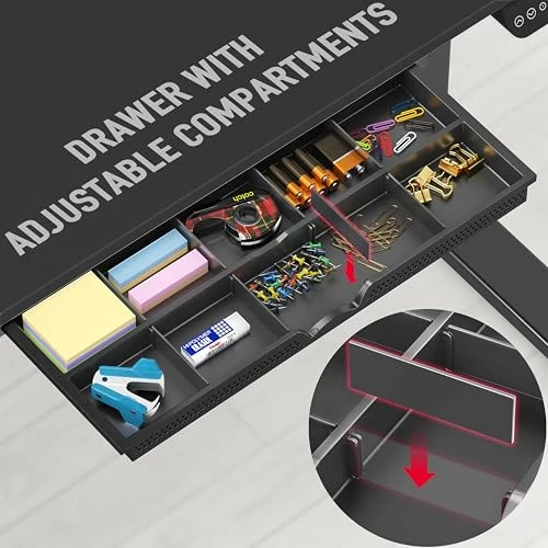 Electric Height Adjustable Standing Desk with Drawer and Memory Preset — Office, SHW