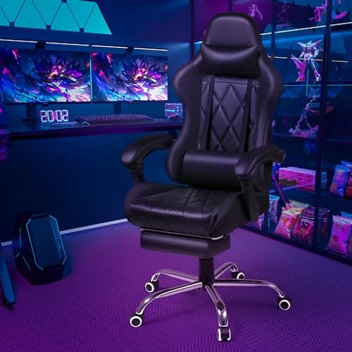 Gaming Chair with Footrest and Massage Lumbar Support — Gaming Chairs, Shahoo