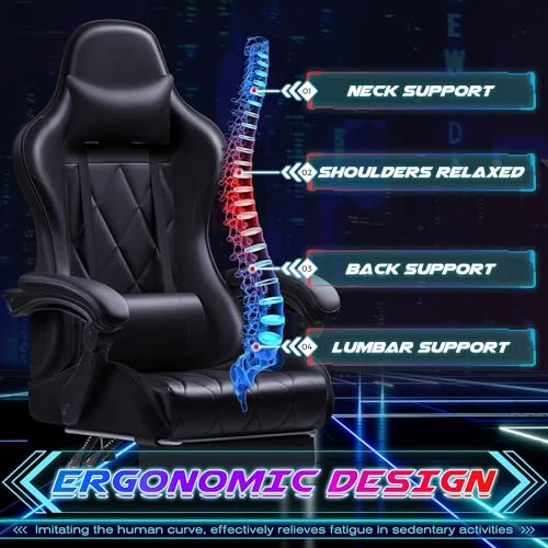 Gaming Chair with Footrest and Massage Lumbar Support — Gaming Chairs, Shahoo
