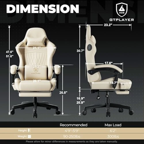 Music Gaming Chair with Built-in Speakers and Footrest, GTPLAYER