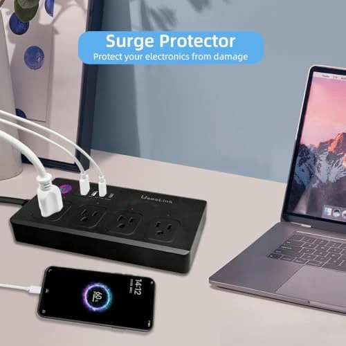 Smart Power Strip with 5ft Extension Cord — Power Solutions & Surge Protection, UseeLink