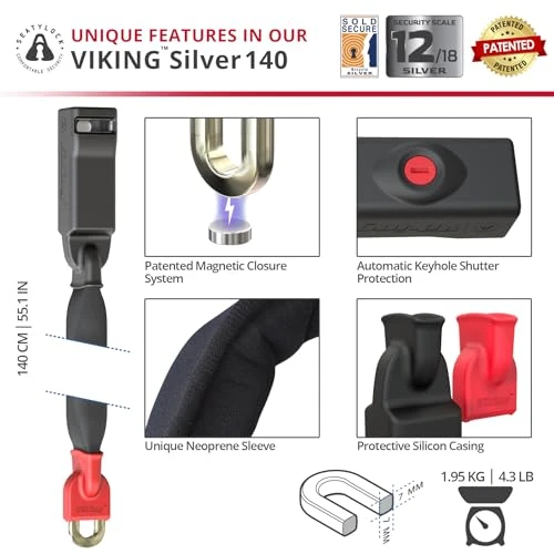 Viking Bike Chain Lock with Key, Seatylock