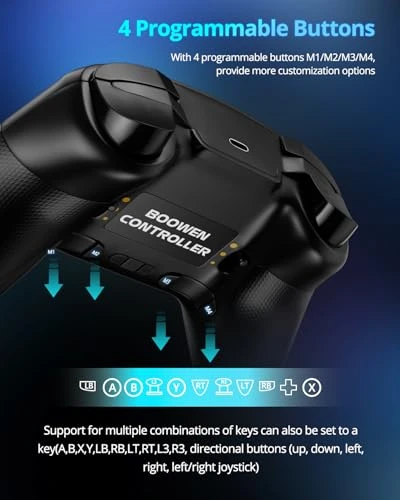 Wireless Controller with Hall Joysticks, Programmable Buttons, and RGB Lighting — Gaming Controllers, Boowen
