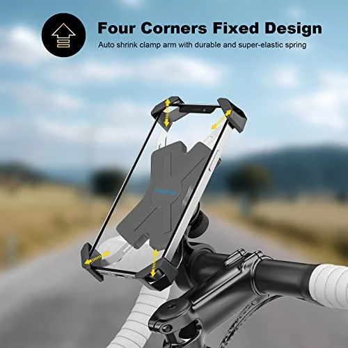 Bike Phone Mount with Stainless Steel Clamp Arms — Cycling, visnfa