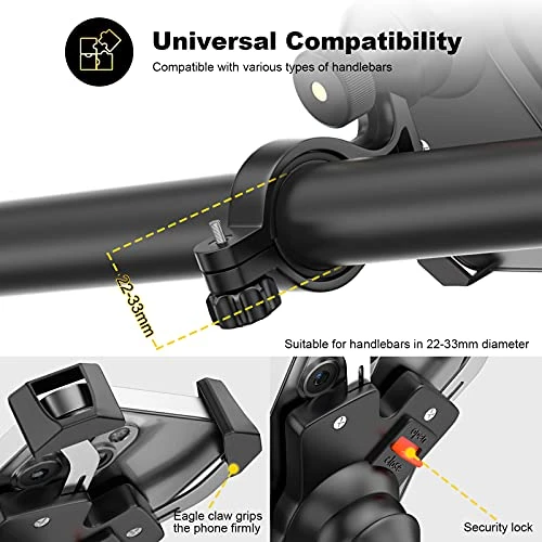 Bike Phone Mount with Stainless Steel Clamp Arms — Cycling, visnfa