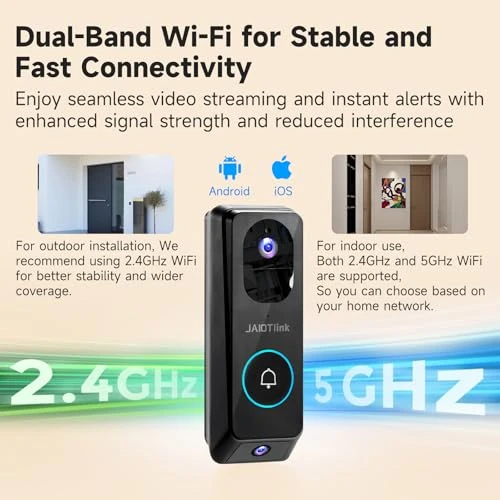 Dual Lens Video Doorbell Camera Wireless with Chime — Smart Home Security, JAIOTlink