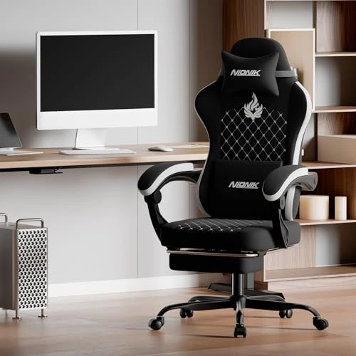Gaming Chair with Massage, Ergonomic Design, Footrest, Headrest, and Lumbar Support — Ergonomic Chair, NIONIK