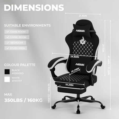 Gaming Chair with Massage, Ergonomic Design, Footrest, Headrest, and Lumbar Support — Ergonomic Chair, NIONIK