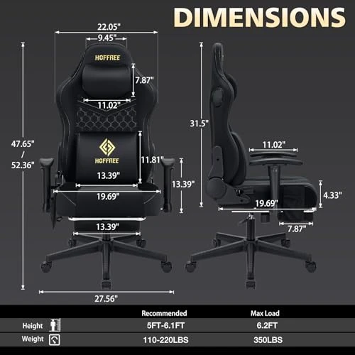 Gaming Chair with Speakers and Massage — Ergonomic Chair, HOFFREE