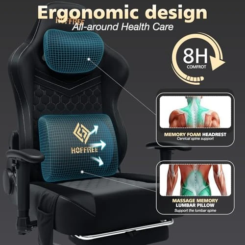 Gaming Chair with Speakers and Massage — Ergonomic Chair, HOFFREE