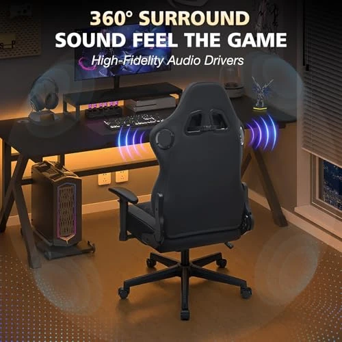 Gaming Chair with Speakers and Massage — Ergonomic Chair, HOFFREE